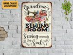 Load image into Gallery viewer, Personalized Grandma's Sewing Room Metal Sign Classic Tin Gift for Mom Grandma