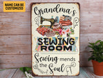 Load image into Gallery viewer, Personalized Grandma's Sewing Room Metal Sign Classic Tin Gift for Mom Grandma