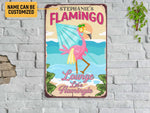 Load image into Gallery viewer, Personalized Flamingo Lounge Metal Sign, Flamingo Sign, Lounge Plaque, Summer Gift