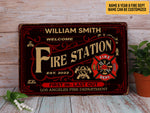 Load image into Gallery viewer, Personalized Fire Station Metal Sign Fire Department Tin Plaque Firefighter Sign Fireman Gift