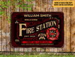 Load image into Gallery viewer, Personalized Fire Station Metal Sign Fire Department Tin Plaque Firefighter Sign Fireman Gift