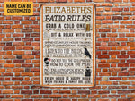 Load image into Gallery viewer, Personalized Patio Rules Metal Sign Patio Tin Plaque Patio Sign Gift for Family