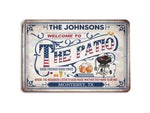 Load image into Gallery viewer, Personalized Welcome To The Patio Metal Sign, Stars Stripes Grilling BBQ Patio Sign Art Patriotic Gift
