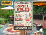 Load image into Gallery viewer, Personalized Grill Rules Metal Sign Smoke House Sign BBQ Grill Sign Classic Art Custom Name, Gift For Decor