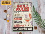 Load image into Gallery viewer, Personalized Grill Rules Metal Sign Smoke House Sign BBQ Grill Sign Classic Art Custom Name, Gift For Decor