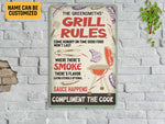 Load image into Gallery viewer, Personalized Grill Rules Metal Sign Smoke House Sign BBQ Grill Sign Classic Art Custom Name, Gift For Decor