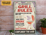 Load image into Gallery viewer, Personalized Grill Rules Metal Sign Smoke House Sign BBQ Grill Sign Classic Art Custom Name, Gift For Decor