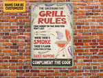 Load image into Gallery viewer, Personalized Grill Rules Metal Sign Smoke House Sign BBQ Grill Sign Classic Art Custom Name, Gift For Decor