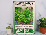 Load image into Gallery viewer, Personalized Farm To Market Fresh Herbs Metal Sign Custom Garden Sign Garden Shop Sign Gift For Gardener