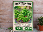 Load image into Gallery viewer, Personalized Farm To Market Fresh Herbs Metal Sign Custom Garden Sign Garden Shop Sign Gift For Gardener