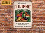 Load image into Gallery viewer, Personalized Allotment Metal Sign Vegetable Garden Sign Vegetable Patch Sign Custom Gardener Gift