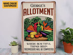 Load image into Gallery viewer, Personalized Allotment Metal Sign Vegetable Garden Sign Vegetable Patch Sign Custom Gardener Gift