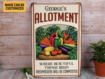 Load image into Gallery viewer, Personalized Allotment Metal Sign Vegetable Garden Sign Vegetable Patch Sign Custom Gardener Gift