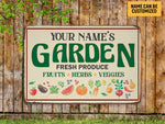 Load image into Gallery viewer, Personalized Fruits Herbs Veggies Garden Metal Sign Custom Garden Sign Gift For Gardener