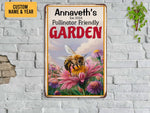 Load image into Gallery viewer, Personalized Pollinator Friendly Garden Metal Sign Welcome Garden Sign Tin Custom Gift For Gardener