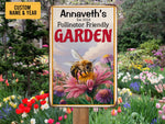 Load image into Gallery viewer, Personalized Pollinator Friendly Garden Metal Sign Welcome Garden Sign Tin Custom Gift For Gardener