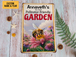 Load image into Gallery viewer, Personalized Pollinator Friendly Garden Metal Sign Welcome Garden Sign Tin Custom Gift For Gardener