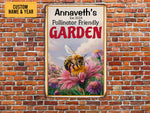 Load image into Gallery viewer, Personalized Pollinator Friendly Garden Metal Sign Welcome Garden Sign Tin Custom Gift For Gardener