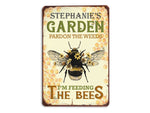 Load image into Gallery viewer, Personalized Garden Metal Sign, Bee Farm Sign, Farmhouse Plaque, Custom Gift For Beekeeper Gardener