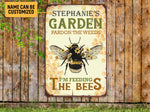 Load image into Gallery viewer, Personalized Garden Metal Sign, Bee Farm Sign, Farmhouse Plaque, Custom Gift For Beekeeper Gardener