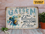 Load image into Gallery viewer, Personalized Bee Garden Metal Sign All Pollinators Welcome Here Garden Sign Custom Gift For Gardener