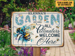 Load image into Gallery viewer, Personalized Bee Garden Metal Sign All Pollinators Welcome Here Garden Sign Custom Gift For Gardener