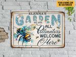 Load image into Gallery viewer, Personalized Bee Garden Metal Sign All Pollinators Welcome Here Garden Sign Custom Gift For Gardener