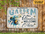 Load image into Gallery viewer, Personalized Bee Garden Metal Sign All Pollinators Welcome Here Garden Sign Custom Gift For Gardener
