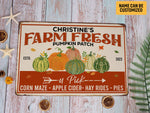 Load image into Gallery viewer, Custom Farm Fresh Pumpkin Patch Metal Sign, Family Pumpkin Garden Sign, Farm Sign, Autumn Thanksgiving Gift For Farmer Life,