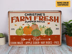 Load image into Gallery viewer, Custom Farm Fresh Pumpkin Patch Metal Sign, Family Pumpkin Garden Sign, Farm Sign, Autumn Thanksgiving Gift For Farmer Life,
