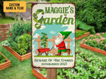 Load image into Gallery viewer, Personalized Beware Of The Gnomes Garden Metal Sign Custom Garden Sign Funny Gift For Gardener