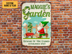 Load image into Gallery viewer, Personalized Beware Of The Gnomes Garden Metal Sign Custom Garden Sign Funny Gift For Gardener
