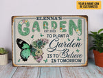 Load image into Gallery viewer, Personalized Butterfly Garden Metal Sign Believe In Tomorrow Garden Sign Motivational Gift For Gardener
