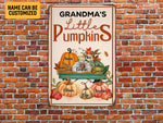 Load image into Gallery viewer, Custom Grandma's Little Pumpkins Metal Sign, Family Pumpkin Garden Sign, Autumn Thanksgiving Gift For Grandma, Gardener Gift, Garden Decor