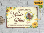 Load image into Gallery viewer, Custom Photo Welcome To Mimi's Place Metal Sign Grandma's Garden Sign Plaque, Gift For Grandma Gardener