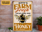 Load image into Gallery viewer, Personalized Honey Bee Farm Metal Sign, Farm Fresh Bee Sign, Bee Farm Sign,