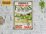 Load image into Gallery viewer, Personalized Flowers Garden Metal Sign Garden Sign Flower Shop Sign Custom Gift For Gardener