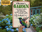 Load image into Gallery viewer, Personalized Hummingbird Garden Metal Sign What A Wonderful World Gardening Sign Custom Gift For Gardener