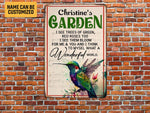 Load image into Gallery viewer, Personalized Hummingbird Garden Metal Sign What A Wonderful World Gardening Sign Custom Gift For Gardener