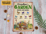Load image into Gallery viewer, Personalized Grandma's Garden Metal Sign Custom Grandkid Name Butterflies Garden Sign Gift For Grandma Gardener