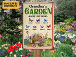 Load image into Gallery viewer, Personalized Grandma's Garden Metal Sign Custom Grandkid Name Butterflies Garden Sign Gift For Grandma Gardener