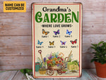 Load image into Gallery viewer, Personalized Grandma's Garden Metal Sign Custom Grandkid Name Butterflies Garden Sign Gift For Grandma Gardener