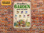 Load image into Gallery viewer, Personalized Grandma's Garden Metal Sign Custom Grandkid Name Butterflies Garden Sign Gift For Grandma Gardener