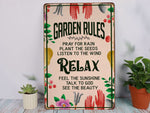 Load image into Gallery viewer, Garden Rules Metal Sign, Vintage Garden Sign Wall Art, Planting Gardening Lover Gift