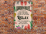 Load image into Gallery viewer, Garden Rules Metal Sign, Vintage Garden Sign Wall Art, Planting Gardening Lover Gift