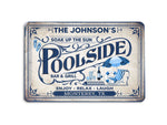 Load image into Gallery viewer, Personalized Soak Up The Sun Swimming Pool Sign Art, Pool Side Metal Sign Backyard Outside Decor