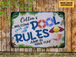 Load image into Gallery viewer, Personalized Swimming Pool Sign, Pool Rules Metal Sign, Welcome Sign,