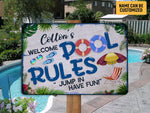 Load image into Gallery viewer, Personalized Swimming Pool Sign, Pool Rules Metal Sign, Welcome Sign,