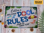 Load image into Gallery viewer, Personalized Swimming Pool Sign, Pool Rules Metal Sign, Welcome Sign,