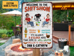 Load image into Gallery viewer, Custom Couple Photo Welcome To The Shitshow Metal Sign Gift for Couples
